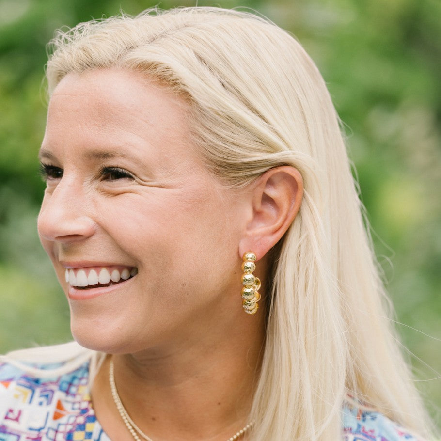 Woman wearing Florence Hoops - Medium by Gresham Jewelry