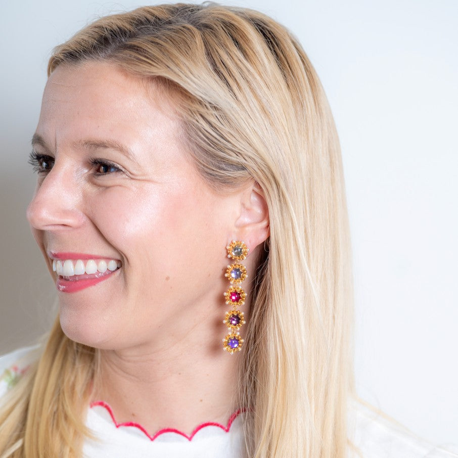Woman wearing Ombré Perla Earrings - Rose by Gresham Jewelry