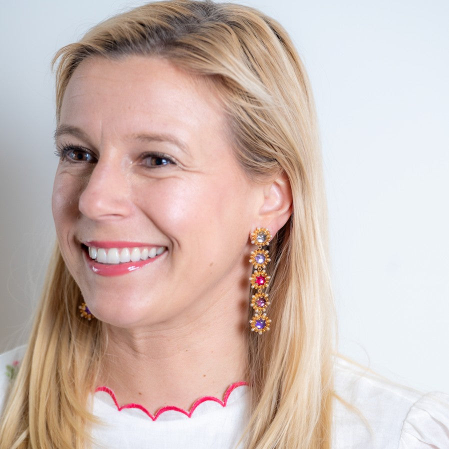Woman wearing Ombré Perla Earrings - Rose by Gresham Jewelry