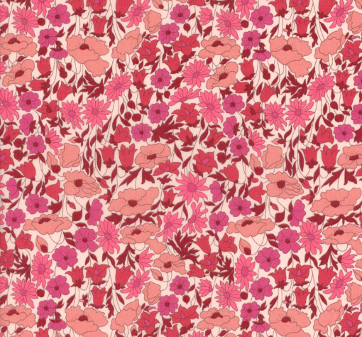 Pink and red floral print fabric