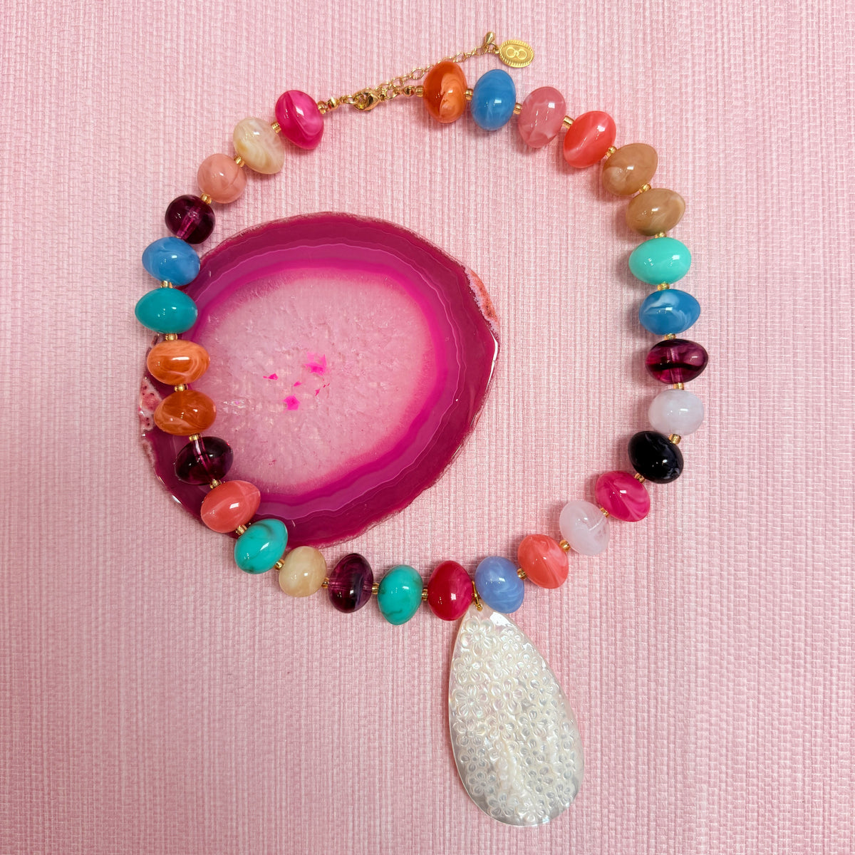 Rainbow Nardo necklace with a teardrop pendant