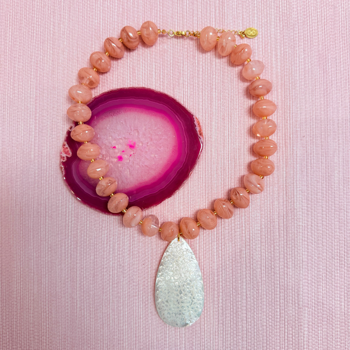 Pink Nardo necklace with a teardrop pendant