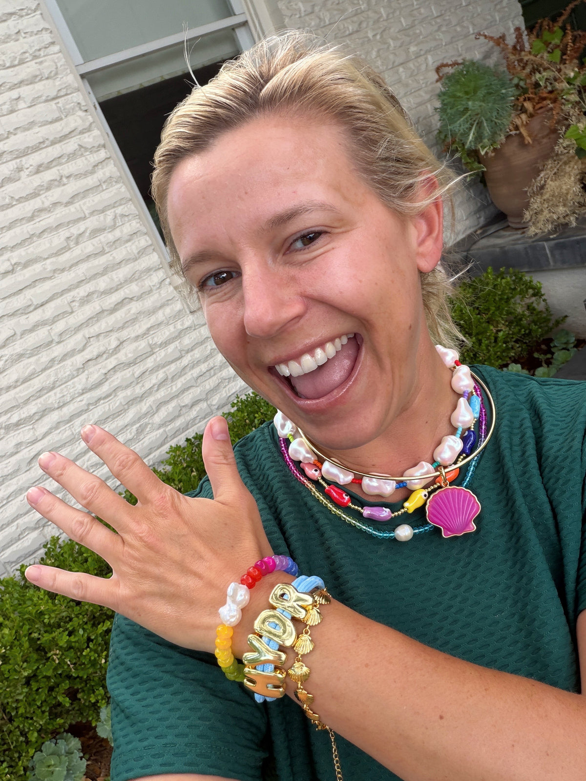 Woman wearing Game Day Paracord Bracelet by Gresham Jewelry