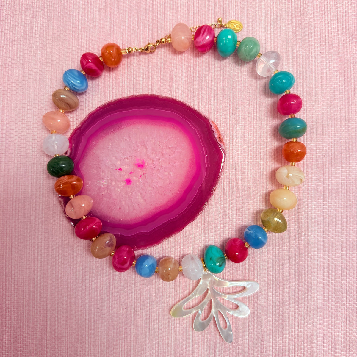 Rainbow Nardo necklace with a fan shaped pendant