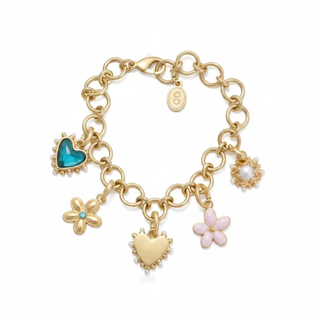 Catena bracelet styled with assorted dangling charms
