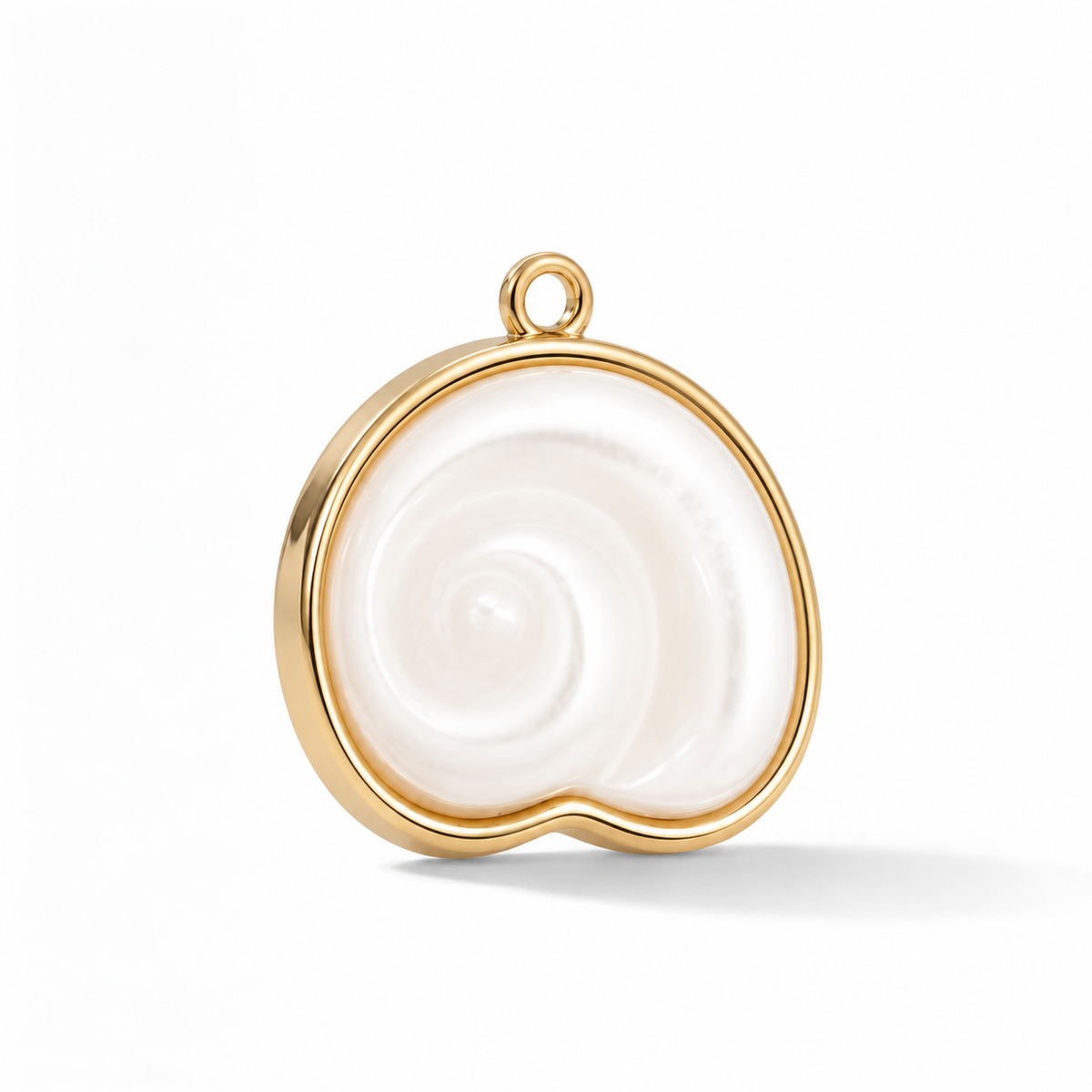Spiral Shell Charm shown at a three-quarter angle on white.