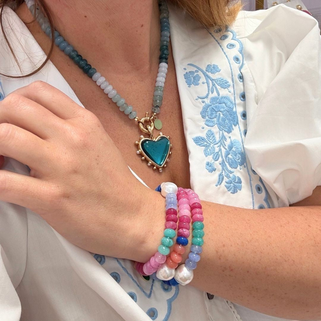 Woman wearing Tropez Bracelet by Gresham Jewelry